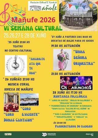 Fechas, información, programa, cartel, imágenes, mapa y ubicación de VI Semana Cultural de Mañufe (2026) en Gondomar