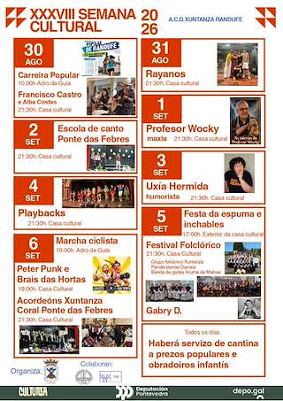 Fechas, información, programa, cartel, imágenes, mapa y ubicación de XXXVIII Semana Cultural de Randufe (2026) en Tui