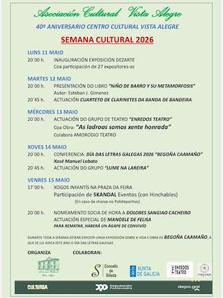 Fechas, información, programa, cartel, imágenes, mapa y ubicación de Semana Cultural de Vista Alegre (2026)  en  Silleda