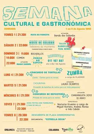 Fechas, información, programa, cartel, imágenes, mapa y ubicación de Semana Cultural e Gastronómica de Sobrada  en  Tomiño