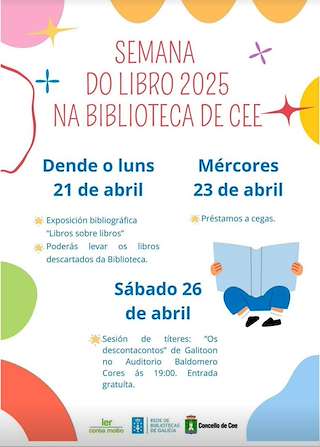 Fechas, información, programa, cartel, imágenes, mapa y ubicación de Semana do Libro na Biblioteca  en  Cee