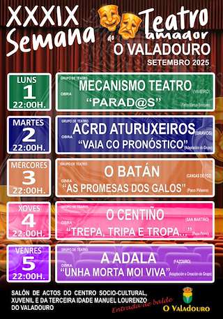 Fechas, información, programa, cartel, imágenes, mapa y ubicación de XXXIX Semana do Teatro Amador  en  O Valadouro