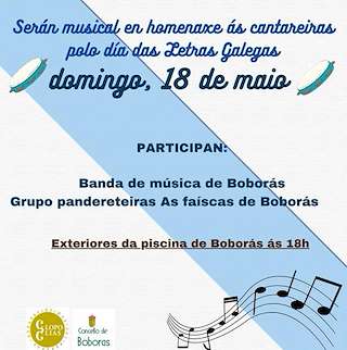 Fechas, información, programa, cartel, imágenes, mapa y ubicación de Serán Musical das Letras Galegas  en  Boborás