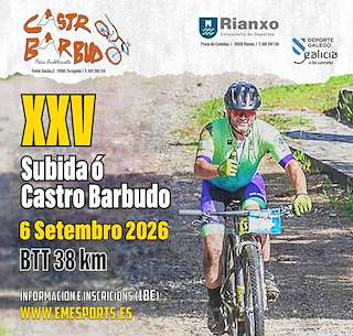 Fechas, información, programa, cartel, imágenes, mapa y ubicación de XXV Subida BTT o Castro Barbudo (2026) en Rianxo