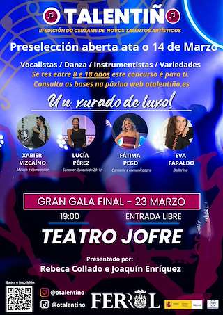 Fechas, información, programa, cartel, imágenes, mapa y ubicación de Talentiño - III Certamen de Novos Talentos Artísticos  en  Ferrol
