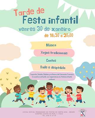 Fechas, información, programa, cartel, imágenes, mapa y ubicación de Tarde de Fiesta Infantil de Beade  (2026)  en  Vigo