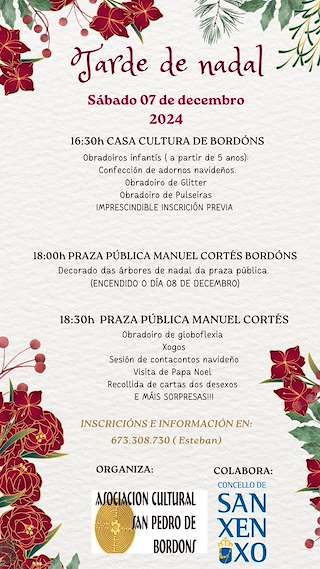 Fechas, información, programa, cartel, imágenes, mapa y ubicación de Tarde de Nadal de Bordóns  en  Sanxenxo