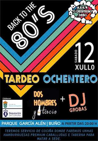 Fechas, información, programa, cartel, imágenes, mapa y ubicación de Tardeo Ochentero de Buño  en  Malpica de Bergantiños