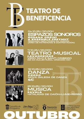 Fechas, información, programa, cartel, imágenes, mapa y ubicación de Teatro de Beneficiencia (2025)  en  Ortigueira