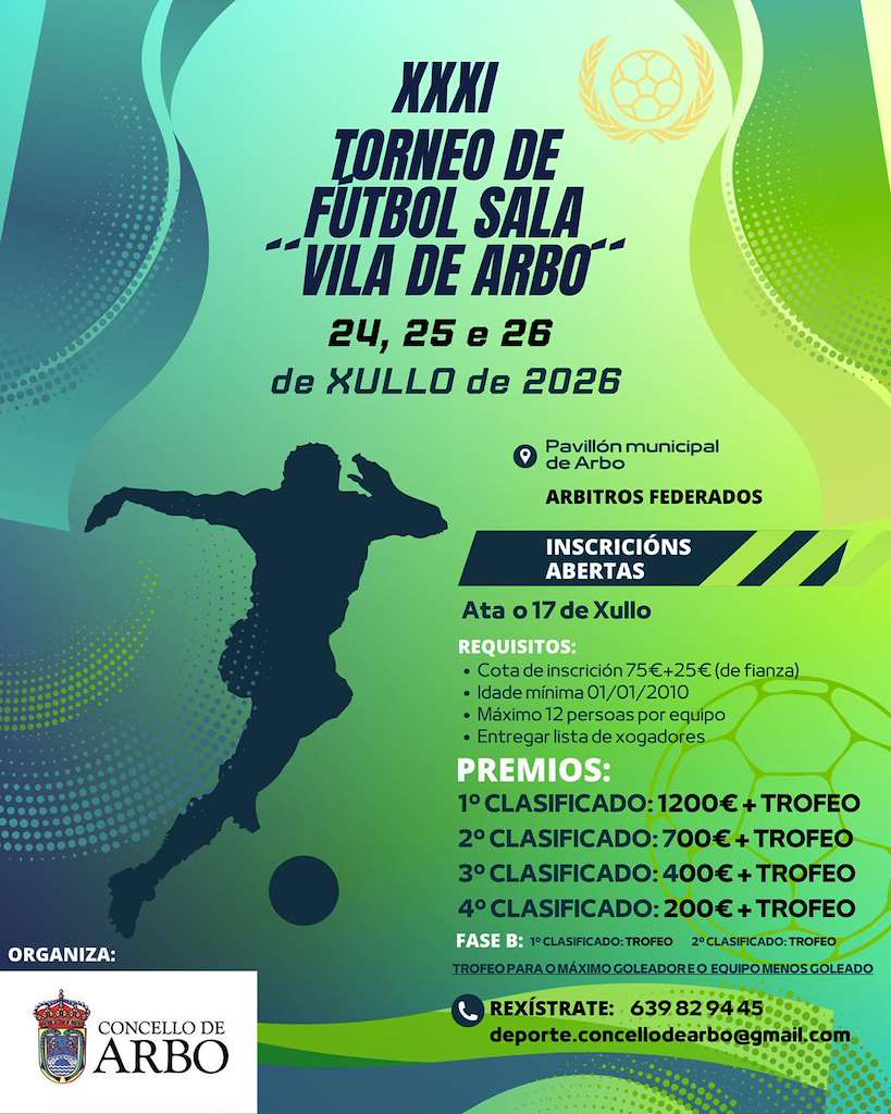 XXXI Torneo de Futbol Sala (2026) en Arbo