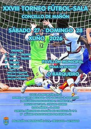 Fechas, información, programa, cartel, imágenes, mapa y ubicación de XXVIII Torneo de Fútbol Sala (2026) en Mañón