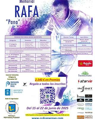 Fechas, información, programa, cartel, imágenes, mapa y ubicación de Torneo de Pádel Memorial Rafa Pana  en  Sanxenxo