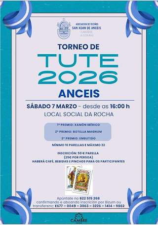 Fechas, información, programa, cartel, imágenes, mapa y ubicación de Torneo de Tute de Anceis (2026)  en  Cambre