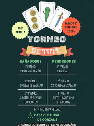 Fechas, información, programa, cartel, imágenes, mapa y ubicación de Torneo de Tute de Corzáns  (2025)  en  Salvaterra do Miño