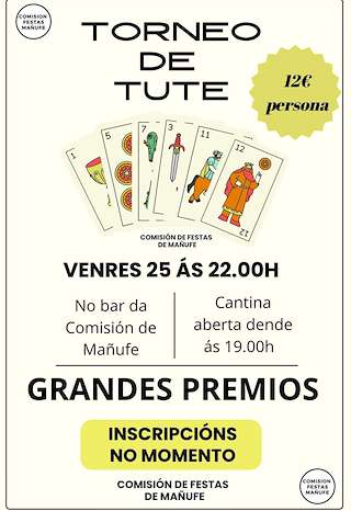 Fechas, información, programa, cartel, imágenes, mapa y ubicación de Torneo de Tute de Mañufe (2026) en Gondomar