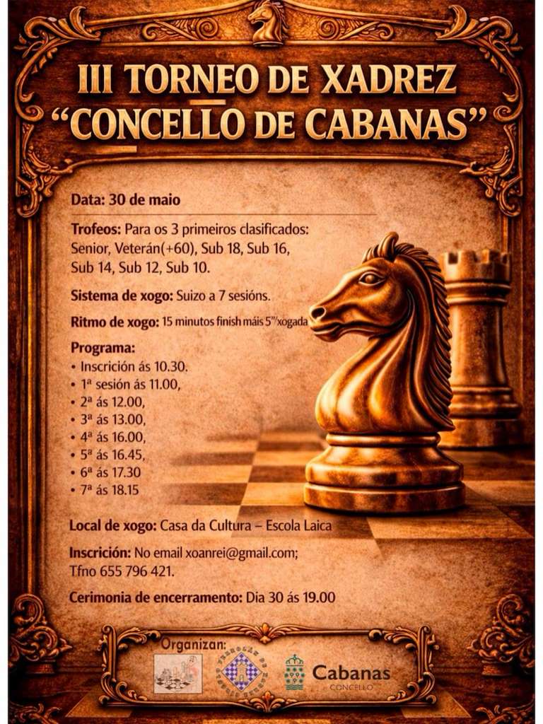 III Torneo de Xadrez (2026) en Cabanas