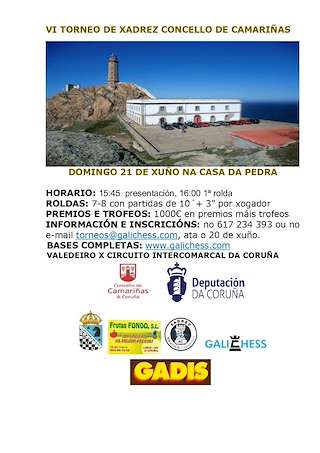 Fechas, información, programa, cartel, imágenes, mapa y ubicación de VI Torneo de Xadrez (2026)  en  Camariñas