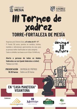 Fechas, información, programa, cartel, imágenes, mapa y ubicación de III Torneo de Xadrez Torre-Fortaleza (2026)  en  Mesía