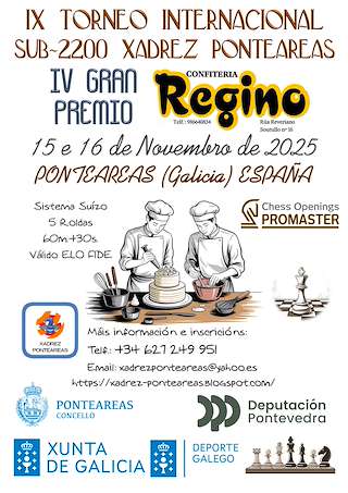 Fechas, información, programa, cartel, imágenes, mapa y ubicación de IX Torneo Internacional Sub 2200 Xadrez  (2025)  en  Ponteareas