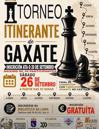 Fechas, información, programa, cartel, imágenes, mapa y ubicación de Torneo Itinerante de Xadrez de Gaxate  (2026)  en  A Lama