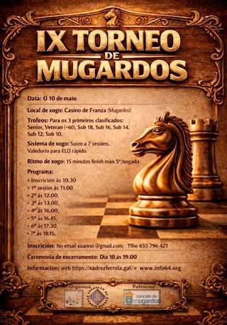 Fechas, información, programa, cartel, imágenes, mapa y ubicación de Torneo Xadrez (2026)  en  Mugardos