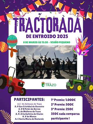 Fechas, información, programa, cartel, imágenes, mapa y ubicación de Tractorada de Entroido  en  Trazo