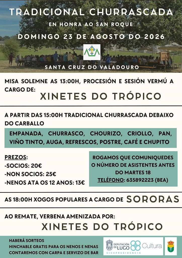 Tradicional Churrascada de San Roque (2026) en O Valadouro