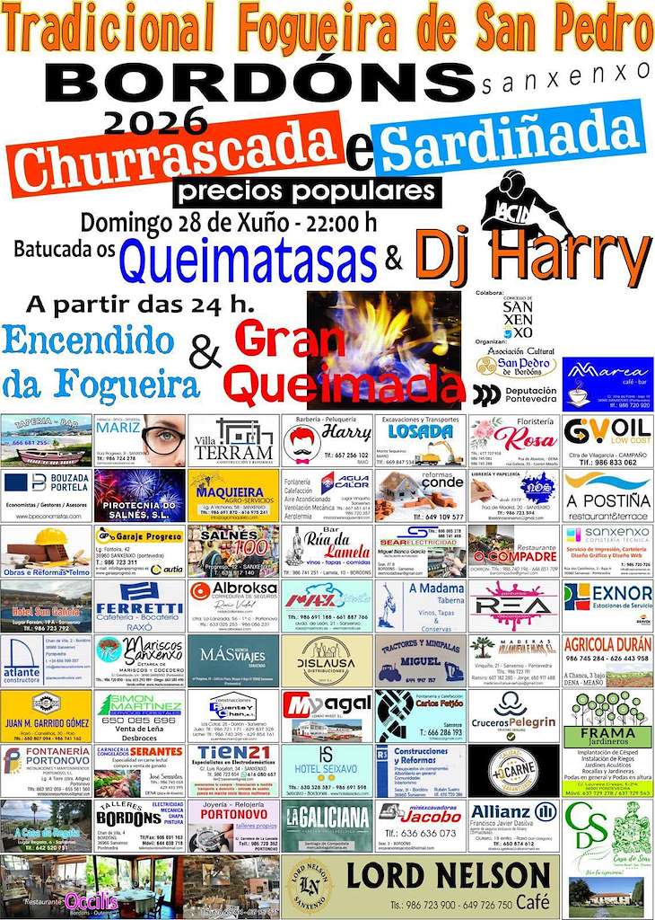Tradicional Fogueira de San Pedro de Bordóns (2026) en Sanxenxo