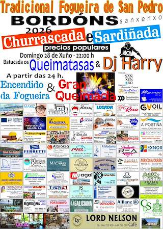 Fechas, información, programa, cartel, imágenes, mapa y ubicación de Tradicional Fogueira de San Pedro de Bordóns (2026) en Sanxenxo