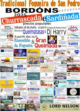 Fechas, información, programa, cartel, imágenes, mapa y ubicación de Tradicional Fogueira de San Pedro de Bordóns  en  Sanxenxo
