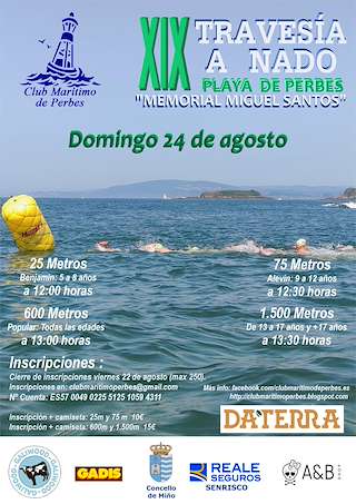 Fechas, información, programa, cartel, imágenes, mapa y ubicación de XIX Travesía a Nado Memorial Miguel Santos  en  Miño