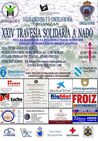 Fechas, información, programa, cartel, imágenes, mapa y ubicación de XXIV Travesía Solidaria a Nado (2026) en Noia