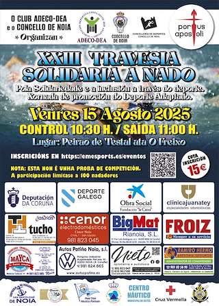 Fechas, información, programa, cartel, imágenes, mapa y ubicación de XXIII Travesía Solidaria a Nado  en  Noia