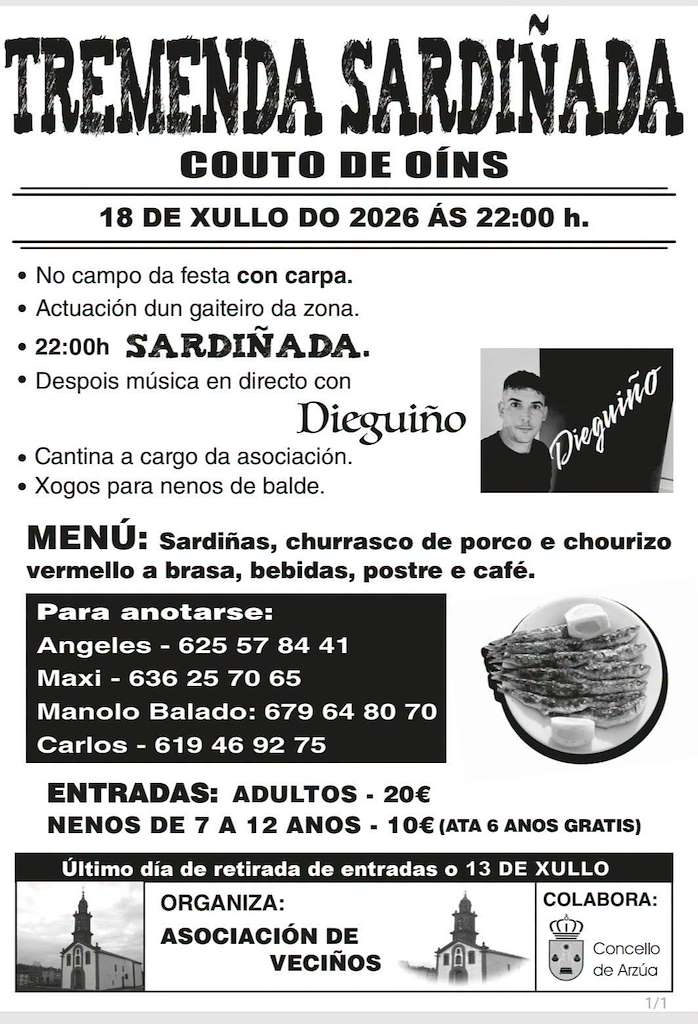 Tremenda Sardiñada de Couto de Oíns (2026) en Arzúa