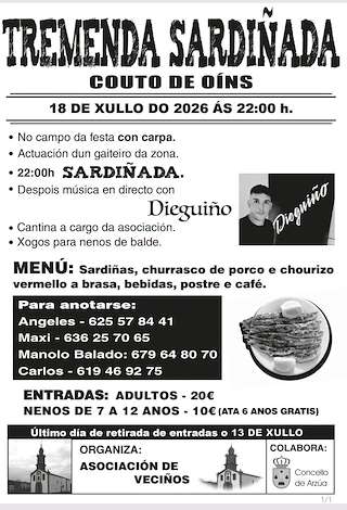 Fechas, información, programa, cartel, imágenes, mapa y ubicación de Tremenda Sardiñada de Couto de Oíns (2026)  en  Arzúa