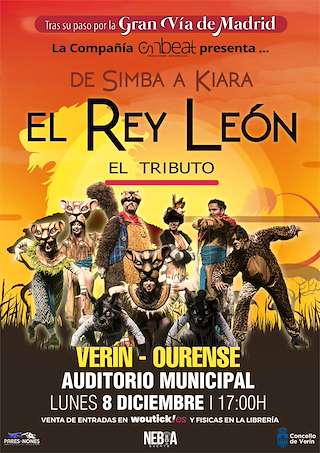 Fechas, información, programa, cartel, imágenes, mapa y ubicación de Tributo al Rey León (de Simba a Kiara) (2025)  en  Verín