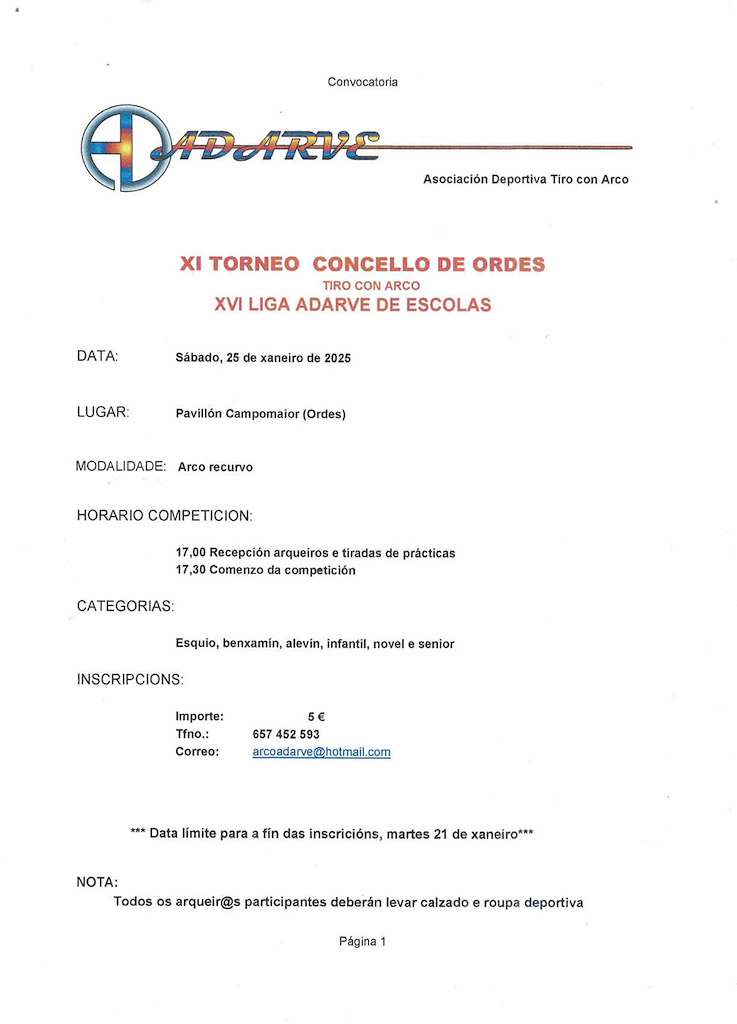 XI Trofeo Concello de Ordes de Tiro con Arco