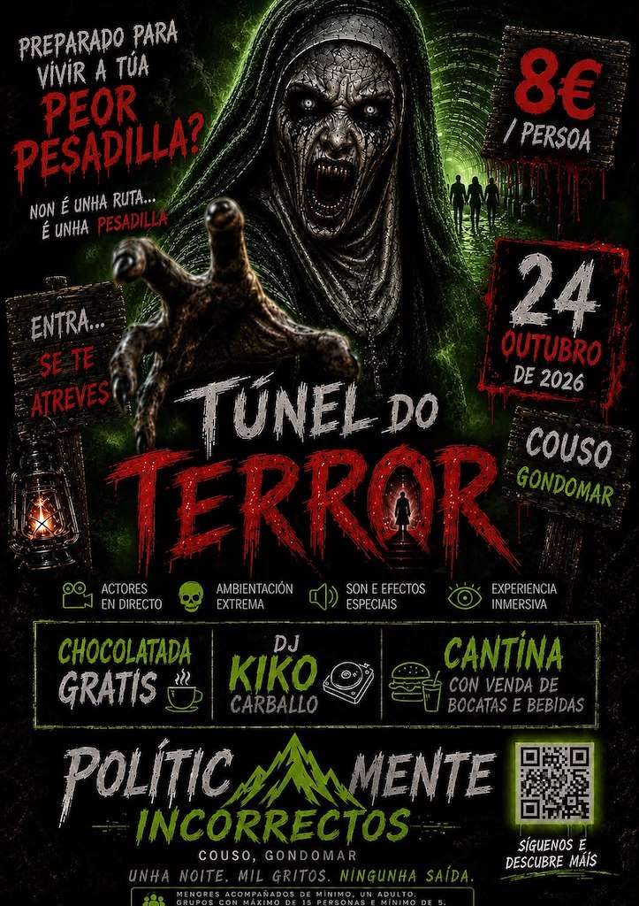 Cartel del Túnel do Terror de Couso, Gondomar, 24 de octubre de 2026