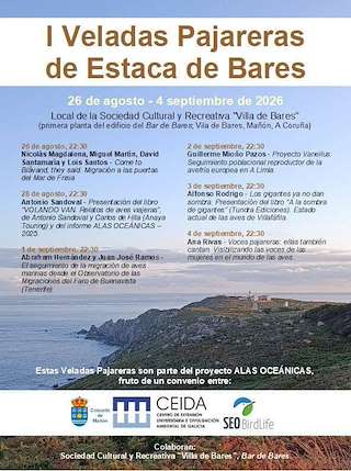 Fechas, información, programa, cartel, imágenes, mapa y ubicación de I Veladas Pajareras de Estaca de Bares (2026)  en  Mañón