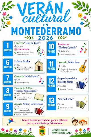 Fechas, información, programa, cartel, imágenes, mapa y ubicación de Verán Cultural (2026)  en  Montederramo