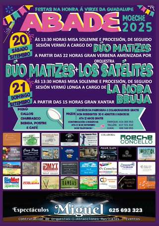 Fechas, información, programa, cartel, imágenes, mapa y ubicación de Virgen de Guadalupe de Abade  en  Moeche