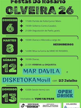 Fechas, información, programa, cartel, imágenes, mapa y ubicación de Virgen del Rosario de Olveira (2026) en Ribeira