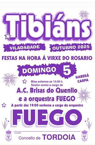 Fechas, información, programa, cartel, imágenes, mapa y ubicación de Virgen del Rosario de Tibiáns (2025)  en  Tordoia