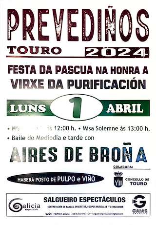 Virxe da Purificación de Prevediños (2026) en Touro