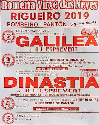 Romería Virxe das Neves de Rigueiro en Pantón