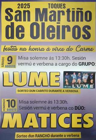 Virxe do Carme de San Martiño de Oleiros (2026) en Toques