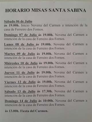 Virxe do Carme de Santa Sabiña en Santa Comba