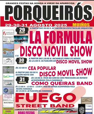 Fechas, información, programa, cartel, imágenes, mapa y ubicación de Virxe da Aparecida Porqueirós  en  Muíños