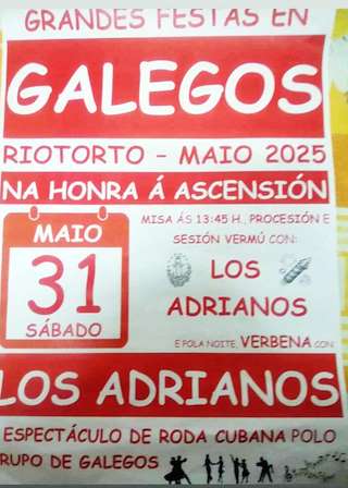 Fechas, información, programa, cartel, imágenes, mapa y ubicación de Virxe da Ascensión de Galegos  en  Riotorto