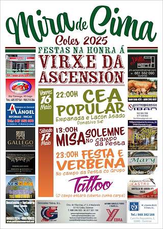 Fechas, información, programa, cartel, imágenes, mapa y ubicación de Virxe da Ascensión de Mira de Cima  en  Coles